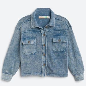 (NWT) Girl's VINTAGE HAVANA Rachel Oversized Button Front Shacket - L, Blue